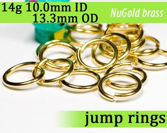 14g 10.0 mm ID NuGold brass jump rings -- 14g10.00 open jumprings