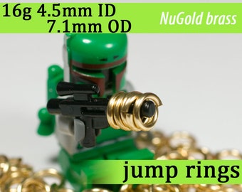 16g 4.5 mm ID 7.1 mm OD NuGold brass jump rings -- 16g4.50 open jumprings supply supplies