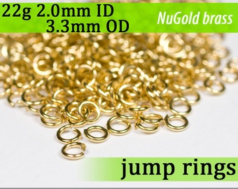 22g 2.0 mm ID 3.3 mm OD NuGold brass jump rings -- 22g2.00 open jumprings