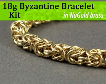 18g Byzantine Bracelet Chainmaille Kit in NuGold Brass