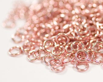 22g 3.5 mm ID 4.8mm OD rose gold filled jump rings -- 22g3.5 pink goldfill jumprings 14k goldfilled