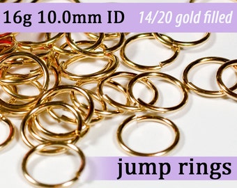 16g 10.0 mm ID 14k gold filled jump rings -- jumprings goldfill jump rings 16g10.00 jumprings jewelry supplies