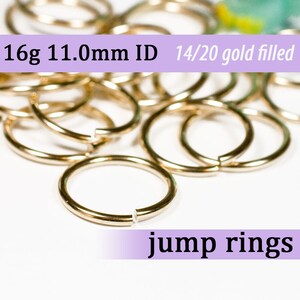 16g 11.0 mm ID 14k gold filled jump rings -- open goldfill jumprings 16g11.00