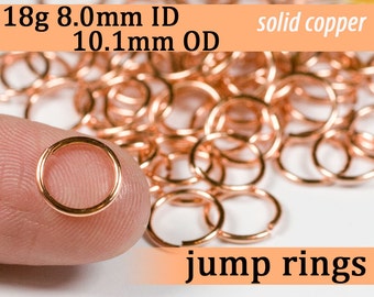 18g 8.0 mm ID 10.1 mm OD copper jump rings -- 18g8.00 open jumprings links