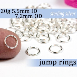 20g 5.5 mm ID 7.2mm OD sterling silver 925 jump rings -- 20g5.5 open jumprings