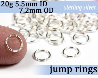 20g 5.5 mm ID 7.2mm OD sterling silver 925 jump rings -- 20g5.5 open jumprings