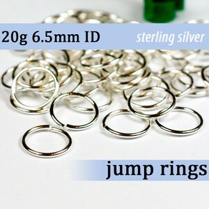 20g 6.5 mm ID sterling silver 925 jump rings -- 20g6.50 open jumprings