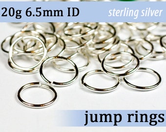 20g 6.5 mm ID sterling silver 925 jump rings -- 20g6.50 open jumprings