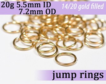 20g 5.5 mm ID 7.2mm OD gold filled jump rings -- 20g5.5 goldfill jumprings 14k goldfilled