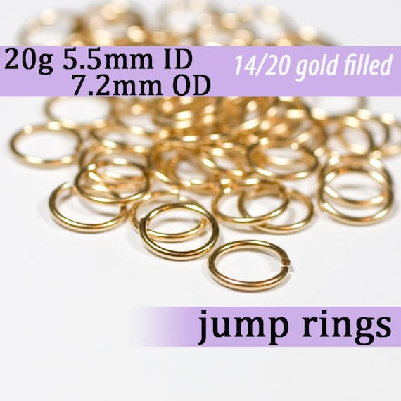 Pack of 5 Twisted Gold Filled Open Jump Rings 0.8mm wire, approx. AWG 20