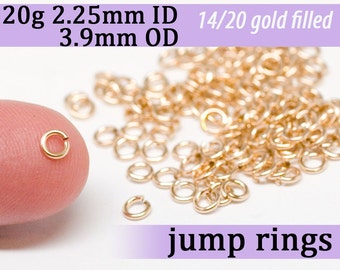 20g 2.25 mm ID 3.9mm OD gold filled jump rings -- 20g2.25 goldfill open jumprings 14k goldfilled