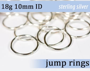 18g 10.0 mm ID sterling silver 925 jump rings -- 18g10.00 open jumprings