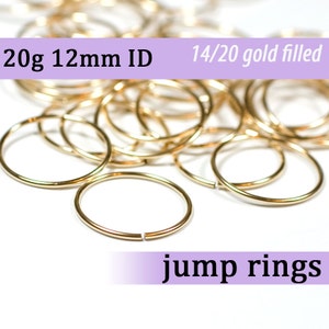 20g 12mm ID gold filled jump rings -- 20g12.00 goldfill jumprings 14k goldfilled