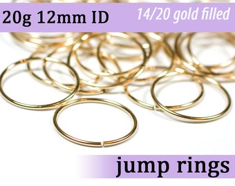 20g 12mm ID gold filled jump rings -- 20g12.00 goldfill jumprings 14k goldfilled