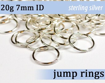 20g 7.0 mm ID sterling silver 925 jump rings -- 20g7.00 open jumprings