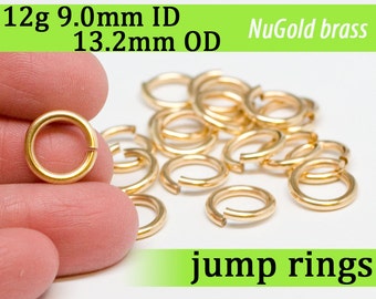 12g 9.0 mm ID 13.2 mm OD NuGold brass jump rings -- 12g9.00 open jumprings