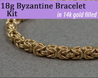 18g Byzantine Bracelet Chainmaille Kit in Gold Fill