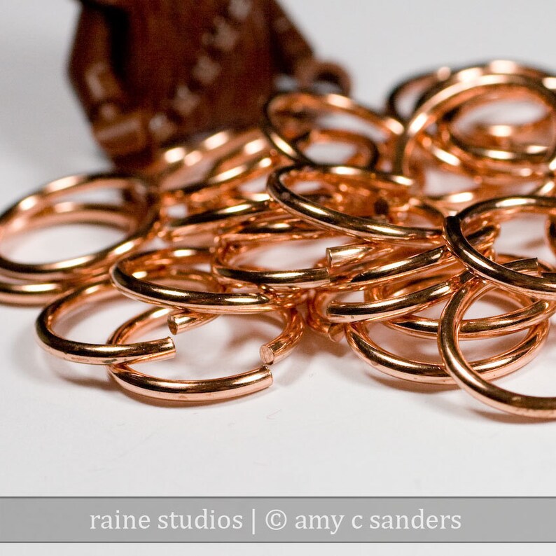 12g 12.0 mm ID 16.2 mm OD copper jump rings 12g12.00 open jumprings links image 1