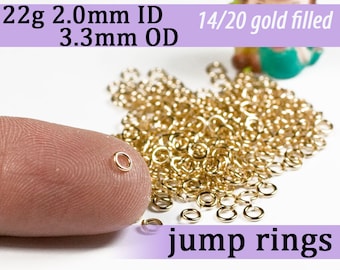 22g 2.0 mm ID 3.3mm OD gold filled jump rings -- 22g2.00 goldfill jumprings 14k goldfilled