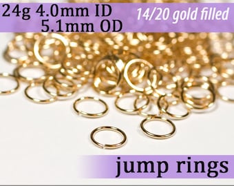 24g 4.0 mm ID 5.1mm OD gold filled jump rings 24g4.00 -- goldfill jumprings 14k goldfilled