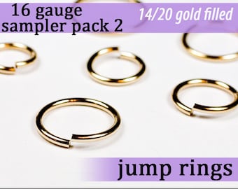 7 pcs 16g gold fill sampler pack 2 jump rings 16 gauge 16gsamp2 14k gold filled rings findings links