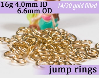 16g 4.0 mm ID 6.6mm OD 14k gold filled jump rings -- goldfilled fill jumprings 16g4.00