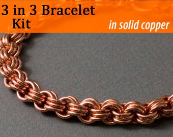 3 in 3 Chainmaille Bracelet Kit in Copper