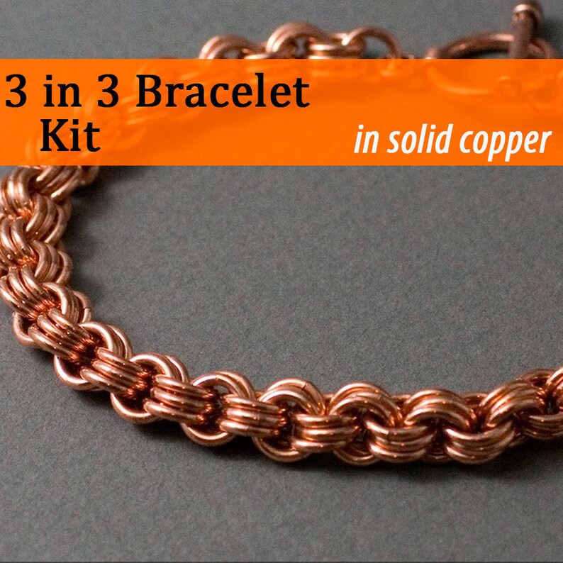 3 in 3 Chainmaille Bracelet Kit in Copper image 1