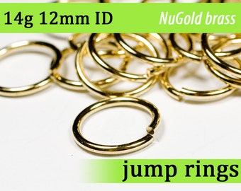 14g 12.0 mm ID NuGold brass jump rings -- 14g12.00 jumprings