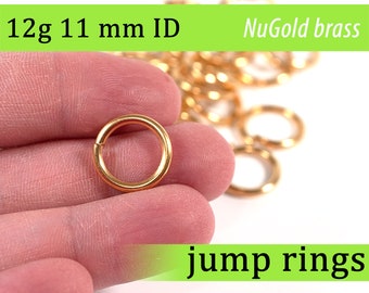 12g 11.0 mm ID 15.2 mm OD NuGold brass jump rings -- 12g11.00 open jumprings