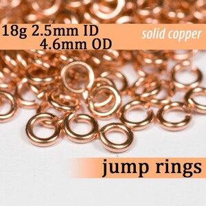 18g 2.5 mm ID 4.6 mm OD copper jump rings -- 18g2.50 open jumprings links