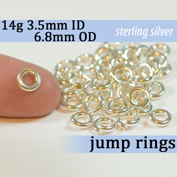 12g 6.0 Mm ID 10.2mm OD Sterling Silver Jump Rings 12g6.00 Jumprings 925  Links 