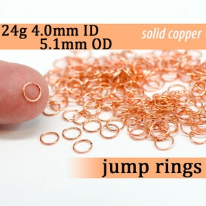 24g 4.0 mm ID 5.1 mm OD copper jump rings -- 24g4.00 open jumprings links
