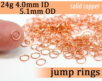 24g 4.0 mm ID 5.1 mm OD copper jump rings -- 24g4.00 open jumprings links