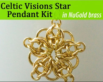 Celtic Visions Star Pendant Chainmaille Kit in NuGold Brass