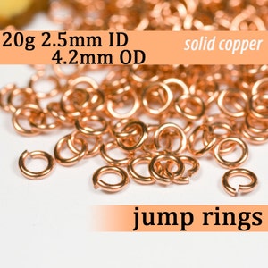 20g 2.5 mm ID 4.2 mm OD copper jump rings -- 20g2.50 open jumprings links