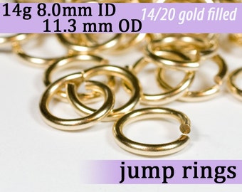 14g 8.0 mm ID 11.3mm OD gold filled jump rings -- goldfill jumprings 14k goldfilled 14g8.00