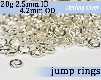 20g 2.5 mm ID 4.2mm OD sterling silver 925 jump rings -- 20g2.50 open jumprings