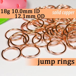 18g 10.0 mm ID 12.1 mm OD copper jump rings -- 18g10.00 open jumprings links