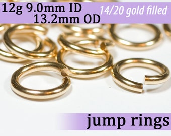 12g 9.0 mm ID 13.2mm OD gold filled jump rings -- 12g9.00 goldfill jumprings 14k goldfilled