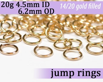 20g 4.5 mm ID 6.2mm OD gold filled jump rings -- 20g4.50 goldfill jumprings 14k goldfilled