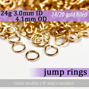 24g 3.0 mm ID 4.1mm OD gold filled jump rings 24g3.00 goldfill jumprings 14k goldfilled