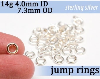 14g 4.0 mm ID 7.3mm OD sterling silver 925 open jump rings -- 14g4.00 jumprings