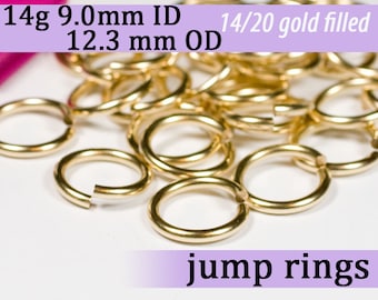 14g 9.0 mm ID 12.3mm OD gold filled jump rings -- goldfill jumprings 14k goldfilled 14g9.00