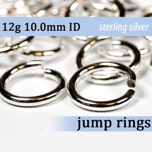 12g 10.0 mm ID sterling silver jump rings 12g10.00 jumprings 925 links image 1