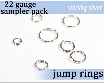 70 pcs 22g sterling sampler pack assorted open jump rings 22gsamp 925 solid sterling