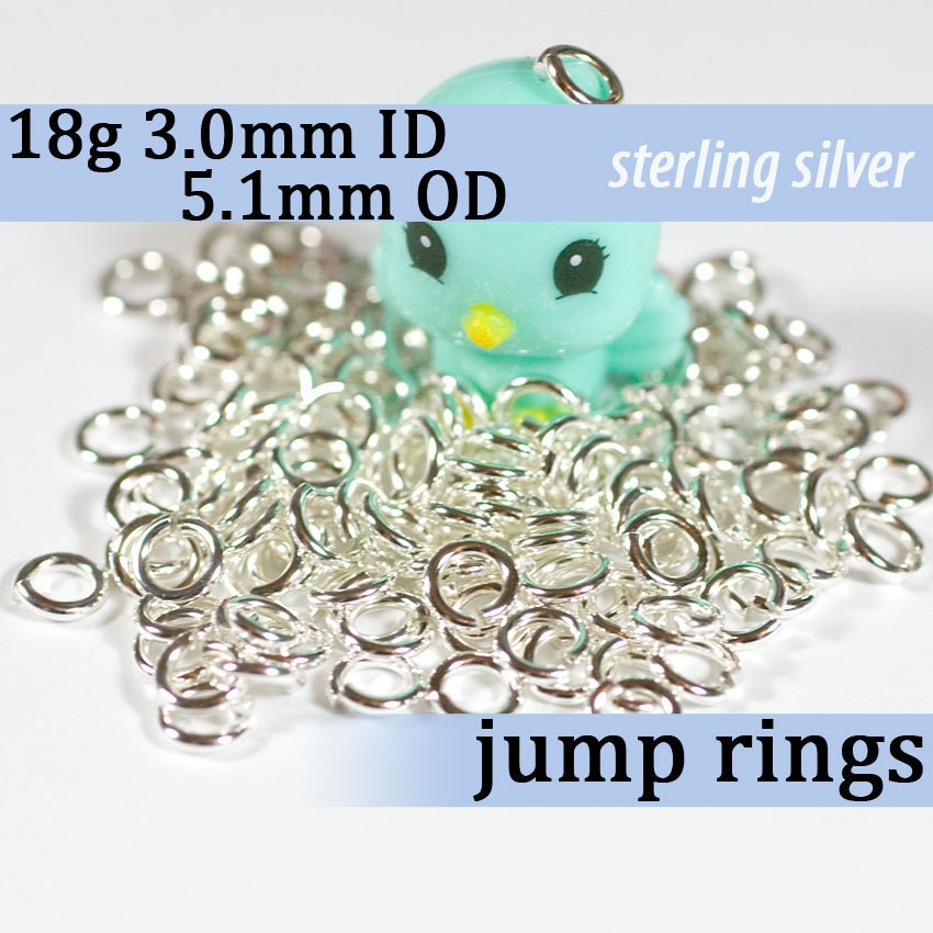 18g 3.0 Mm ID 5.1mm OD Sterling Silver Jump Rings 925 18g3.00 Open  Jumprings Links 