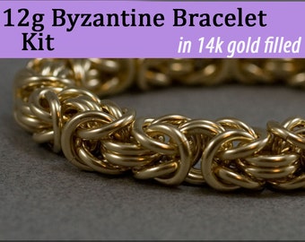 12g Byzantine Bracelet Chainmaille Kit in Gold Fill