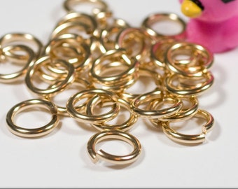 14g 6.5 mm ID 9.8mm OD gold filled jump rings -- goldfill 14g6.50 jumprings 14k goldfilled