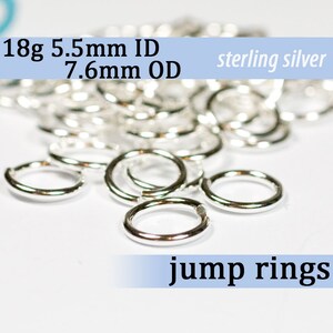 18g 5.5 mm ID 7.6mm OD sterling silver 925 jump rings -- 18g5.50 open jumprings
